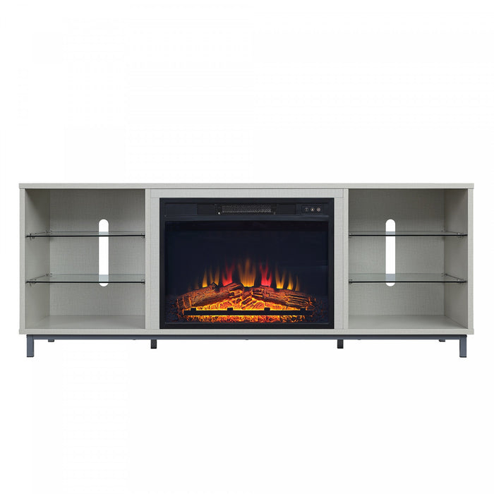 Brighton Modern 2-Piece Electric Fireplace in Black and Beige