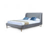 Heather Mid-Century Modern Velvet Upholstered Queen Bed in Gray and Gold | Lit Queen Heather style milieu du siecle moderne, rembourre en velours gris et or