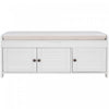 Olivia Pine Wood Storage Bench With 3-door Shoe Cabinet With Hidden Compartment - White | Banc De Rangement Olivia En Pin Avec Meuble A Chaussures 3 Portes Et Compartiment Cache, Blanc