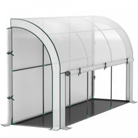 Outsunny Lean-to Greenhouse with PE Cover, Gardening Green House, White