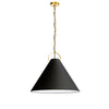 Dainolite Princeton 1 Light Pendant 24" Dia Aged Brass Finish Black Shade Lamp|Luminaire suspendu Princeton de Dainolite de 24 po de diamètre avec abat-jour noir, fini laiton vieilli et 1 ampoule