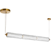 Dainolite Ramona LED Horizontal Pendant 30w Aged Brass Clear Fluted Glass Lamp