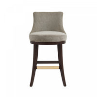 Lucia Modern Wood Upholstered Chenille Barstool in Taupe Bar Stool