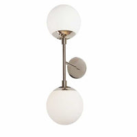 Dainolite Dayana 2 Light Wall Sconce Polished Chrome White Glass Lamp