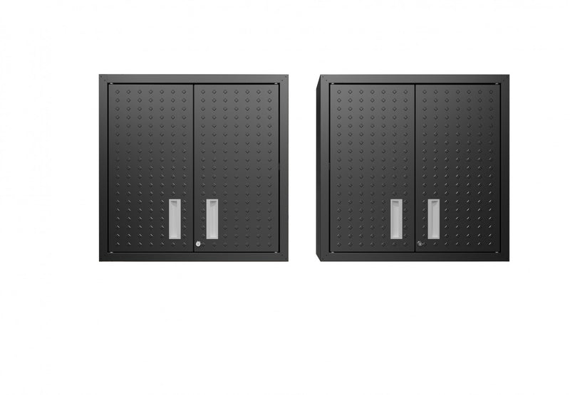 Fortress Modern 30\" Floating Garage Cabinet in Charcoal Gray - Set of 2 Garage Storage