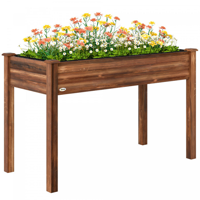 Outsunny 48\"x22\"x30\" Elevated Planter Box, Wooden Patio Raised Garden Bed