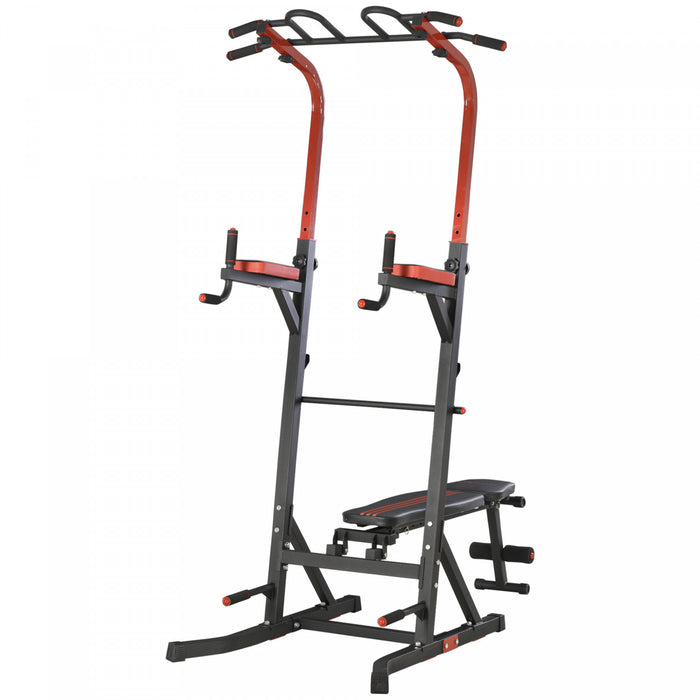 Soozier Power Tower Pull Up Bar Station For Home Gym Training Workout Equipment With Sit Up Bench