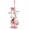 PawHut Cat Tower for Large Cats Adult, Floor to Ceiling Cat Tree Adjustable Height 94"-102" Multi-Level with Scratching Posts, Cozy Hammock, Pompoms, Pink