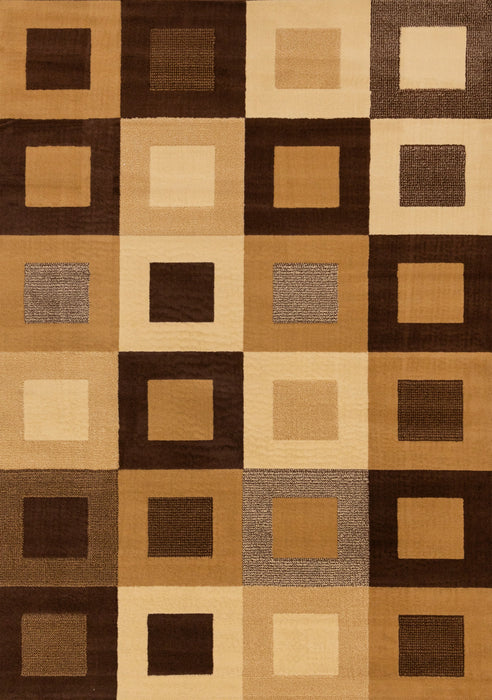 Florence Brown Beige Layered Squares Rug, 7'9\" x 10'6\" Indoor Area Rug