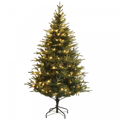 Homcom 5ft Artificial Christmas Tree With Led Lights, Hinged Xmas Tree|Homcom Arbre De Noel Artificiel De 5 Pieds Avec Lumieres Led, Arbre De Noel