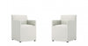 Anna Square Modern Vegan Leather Armchair in Stone Gray - Set of 2 | Fauteuil moderne en cuir vegetalien Anna Square en gris pierre - Lot de 2