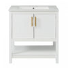 Simona 30" Solid Wood Bathroom Vanity With Ceramic Sink And Storage - White | Simona Meuble-lavabo En Bois Massif 30" Avec Vasque En Ceramique Et Espace De Rangement -Blanc