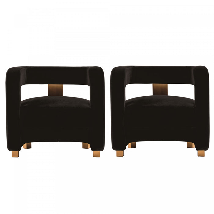 Amirah Modern Velvet Lounge Chair in Black - Set of 2