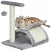 Pawhut 17" Small Cat Tree With Rotatable Top Pole, Cat Tower With Scratching Post, Platform, Tunnel, 2 Dangling Balls, Scratching Board, Light Grey