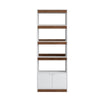 Manhattan Comfort Mid-Century Modern Ratzer Bookcase with 5 Shelves - White & Brown|Bibliothèque Ratzer de Manhattan Comfort de style moderne du milieu du 20e siècle avec 5 tablettes - blanche et brune