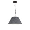 Dainolite Brynn 1 Light Pendant Small Black Finish Grey Felt Shade Lamp|Petit luminaire suspendu Brynn de Dainolite avec abat-jour en feutre gris, fini noir et 1 ampoule