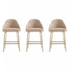 Gracie Modern Metal Upholstered Counter Stool in Tan and Gold - Set of 3 | Tabouret de comptoir moderne en metal Gracie avec revetement en tissu, couleur beige et or - Lot de 3