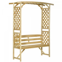 Outsunny Garden Arch With Bench, Wooden Garden Arbor For Vines, Natural