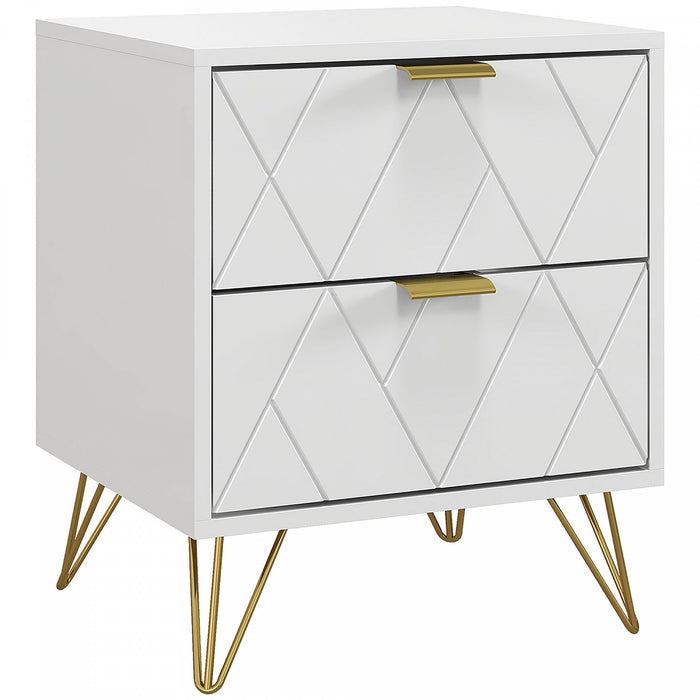 HOMCOM Bedside Table with 2 Storage Drawers for Bedroom, Living Room