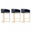 Louvre Mid-Century Modern Metal Upholstered Barstool in Black - Set of 3 Bar Stool | Tabouret de bar rembourre en metal noir style mid-century modern Louvre - Lot de 3