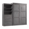Bestar Pur Queen Murphy Bed and Shelving Unit with Drawers 101-Inch Wall Bed - Bark Grey|Grand lit escamotable mural Pur de Bestar de 101 po avec tablettes et tiroirs - gris écorce