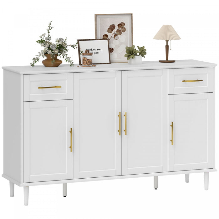 HOMCOM 55\" Modern Sideboard Buffet Cabinet with Soft-Close Doors White