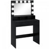 HOMCOM Vanity Table with LED Mirror, Makeup Desk with 2 Drawers, Black