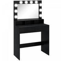 HOMCOM Vanity Table with LED Mirror, Makeup Desk with 2 Drawers, Black