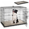 Pawhut Dog Crate, 41" Folding Metal Dog Kennel With 2 Doors, Removable Tray, Soft Cushion, Handle, Pet Cage For Extra Large Dogs, Black