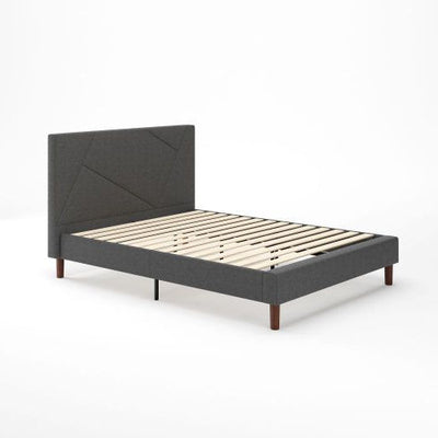 Judy Upholstered Platform Bed with Headboard in Dark Grey - Full Size | Judy lit plateforme rembourré avec tête de lit gris foncé - Double