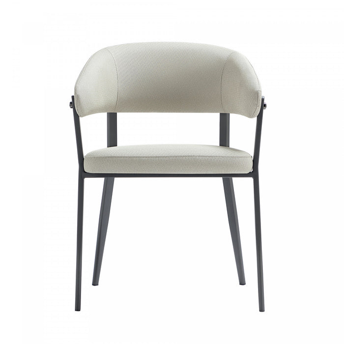 Belle Modern Metal Upholstered Dining Chair in Oatmeal