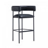 Onda Contemporary Vegan Leather Metal Upholstered Barstool in Black | Tabouret de bar contemporain Onda en cuir vegetalien et metal, rembourre, noir