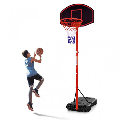Costway Height-adjustable Basket Hoop, Portable Backboard System Stand With 2 Wheels, Fillable Base, Weather-resistant Nylon Net