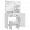 HOMCOM Vanity Table Set, Makeup Table with Stool, LED Mirror and Storage