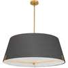 Dainolite Preston 4 Light Pendant 33" Dia Aged Brass Black Fabric Shade Lamp|Luminaire suspendu Preston de Dainolite de 33 po de diamètre avec abat-jour en tissu noir, fini laiton vieilli et 4 ampoules