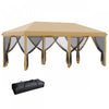 Outsunny 10'x20' Pop Up Canopy Tent With 6 Removable Mesh Sidewalls Beige|Outsunny Auvent 10'x20' Avec 6 Filets En Maille Sur Parois Laterales, Beige