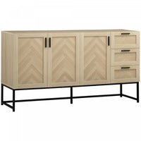 HOMCOM Sideboard Buffet Cabinet with Drawers and Adjustable Shelves, Oak