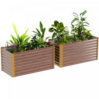 Outsunny Set of 2 Raised Garden Bed, Planter Box, Distressed Dark Brown