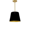 Dainolite Oversized Drum 1 Light Pendant tapered Drum Small Black/Gold Shade Lamp|Petit luminaire suspendu de Dainolite avec très grand abat-jour cylindrique effilé noir et doré, et 1 ampoule