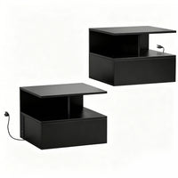 HOMCOM Floating Nightstand Set of 2, Bedside Table with with Power Outlets