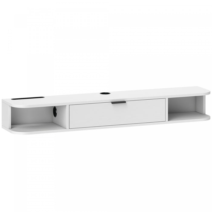 HOMCOM 47\" Floating TV Stand, Wall Mounted Media Console, White