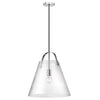 Dainolite Polly 1 Light Pendant Large Polished Chrome Clear Glass Lamp|Grand luminaire suspendu Pollyde Dainolite en verre transparent, avec fini chromé poli et 1 ampoule