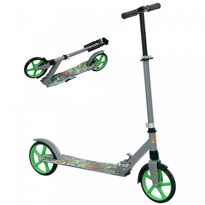 Qaba Scooter For Kids Ages 6-12, Kick Scooter With Adjustable Height, Rear-fender Brake, 200mm Big Wheel, Foldable Stunt Scooter For Boys And Girls, Green