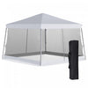 Outsunny 12' X 12' Pop Up Gazebo, Foldable Canopy Tent With Carrying Bag, Mesh Sidewalls And 3-level Adjustable Height For Outdoor, Garden, Patio, Party, White