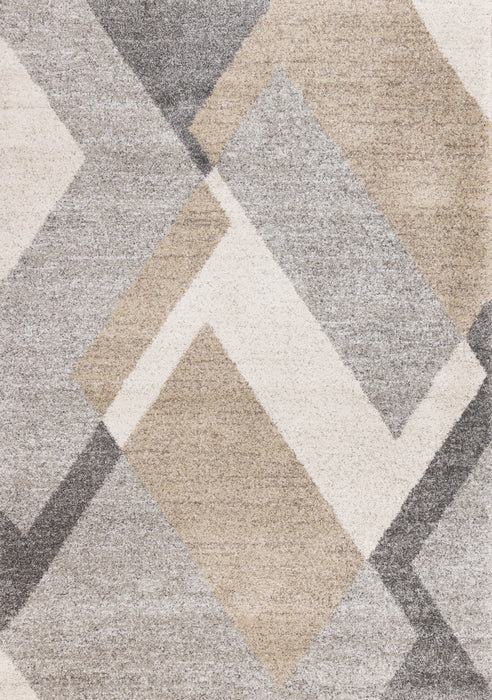 Maverick White Beige Grey Modern Plush Area Rug - 5'3\" x 7'7\"