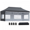 Outsunny 20' X 10' Pop-up Canopy Instant Tent Shelter W/ Roller Bag, Black|Outsunny 20' X 10' Tonnelle Gazebo Pliable Abri Tente Instantanee Avec Parois Laterales Amovibles, 4