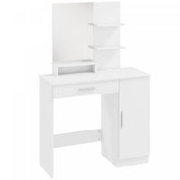 HOMCOM Vanity Table, Makeup Table with Mirror and Storage Shelves, White