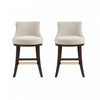 Lucia Modern Chenille Wood Counter Stool in Natural - Set of 2 | Tabouret de comptoir moderne Lucia en bois et chenille naturelle - Lot de 2
