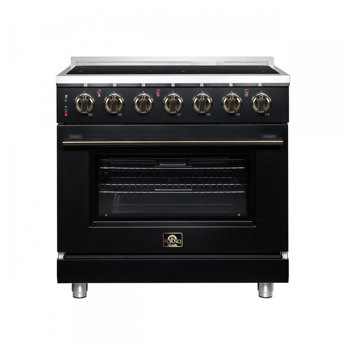 Forno Massimo 36 Inch Freestanding Electric Range, 5 radiant burners, 5.36 cu.ft., Black- FFSEL6020-36BLK