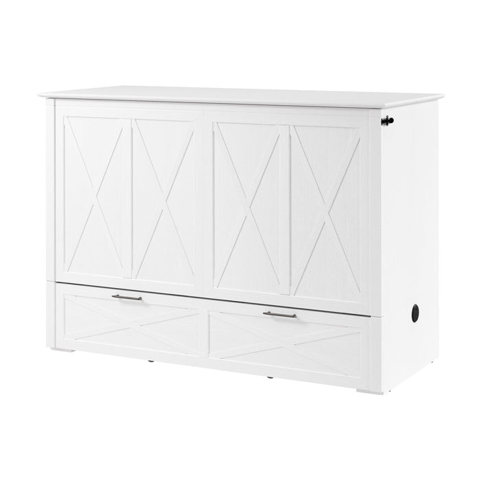 Key West Cabinet Bed With Tri-Fold Mattress - White Oak - Full Size